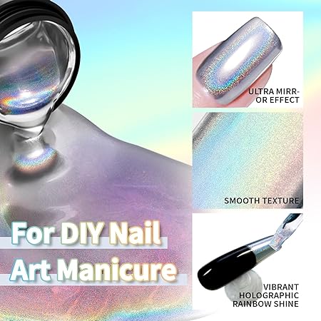 GV265 THR3E STROKES Chrome Gel Nail Polish, 8ml Metallic Gel Nail Polish, Gold 3D Metal Painting Gel for Nail Art Soak off UV/LED Glossy Mirror Effect Nail Glue Gel for Home Salon DIY Manicure