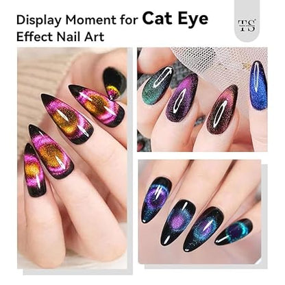 GV266 THR3E STROKES Cat Eye Magnetic Nail Art Set, 9 Pieces, Double-Ended Magnet Tools with Square and Round Tips