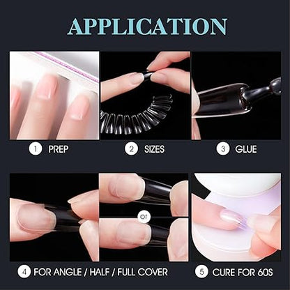 GV269 THR3E STROKES Soft Gel NailTips, Full Cover Clear Soft Nail Tips for Artificial False Nails Extension Nail Salons DIY NailArt with Box, 550PCS (MEDIUM ALMOND P8)