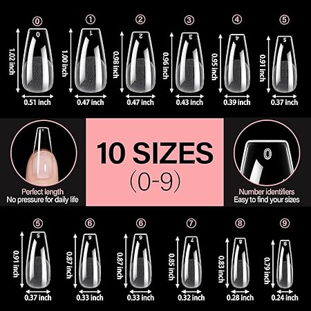 GV270 THR3E STROKES Soft Gel NailTips, Full Cover Clear Soft NailTips for Artificial False Nails Extension Nail Salons DIY NailArt with Box, 550PCS (MEDIUM COFFIN N14)