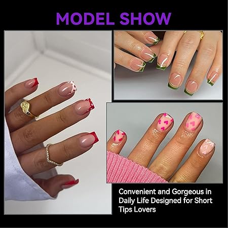 GV277 THR3E STROKES Soft Gel NailTips, Full Cover Clear Soft NailTips for Artificial False Nails Extension Nail Salons DIY Nail Art with Box, 550PCS (SHORT SQUARE P9)
