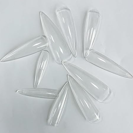 GV278 THR3E STROKES Soft Gel NailTips, Full Cover Clear Soft Nail Tips for Artificial FalseNails Extension Nail Salons DIY NailArt with Box, 440PCS (LONG STILETTO N11)