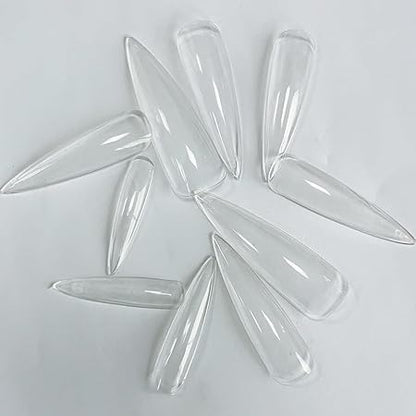 GV278 THR3E STROKES Soft Gel NailTips, Full Cover Clear Soft Nail Tips for Artificial FalseNails Extension Nail Salons DIY NailArt with Box, 440PCS (LONG STILETTO N11)