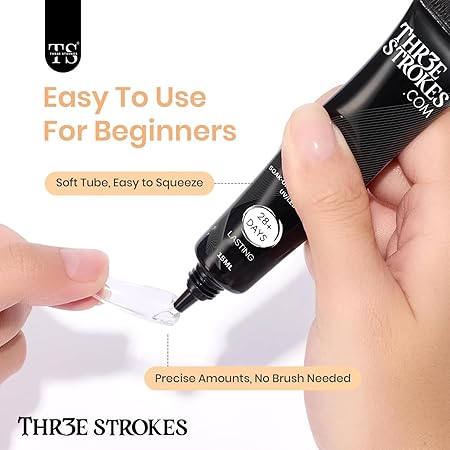 GV283 THR3E STROKES Upgrade 3 in 1 NailGlueGel for False NailTips, 20g Super Strong Nail GelGlue for NailExtension SoftGel NailTips and 3D NailArt RhinestoneGlue Soak Off UV NailGel Long Lasting