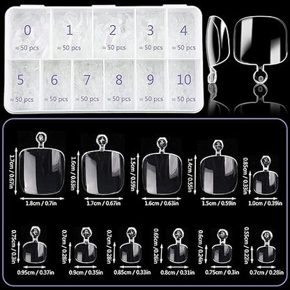 GV284 THR3E STROKES Soft Gel NailTips, Full Cover Clear Soft Nail Tips for Artificial False Nails Extension Nail Salons DIY NailArt with Box, 550PCS (TOE NAILS P1)