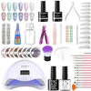 GV286 THR3E STROKES Moonstone Nail Extension Kit - 6 Gel Polishes (7.5ml) | 48V UV Nail Lamp | 500 Stiletto Nail Tips & Rhinestones | Professional Nail Art Tools | Base & Top Coat | DIY & Salon Use (MOONSTONE KIT) (ASTEROID N54)