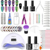 GV287 THR3E STROKES Moonstone Nail Extension Kit - 6 Gel Polishes (7.5ml) | 48V UV Nail Lamp | 500 Stiletto Nail Tips & Rhinestones | Professional Nail Art Tools | Base & Top Coat | DIY & Salon Use (MOONSTONE KIT) (COMET 69)