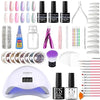 GV290 THR3E STROKES Moonstone Nail Extension Kit - 6 Gel Polishes (7.5ml) | 48V UV Nail Lamp | 500 Stiletto Nail Tips & Rhinestones | Professional Nail Art Tools | Base & Top Coat | DIY & Salon Use (MOONSTONE KIT) (PEARL P85)