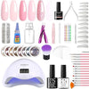 GV291 THR3E STROKES Moonstone Nail Extension Kit - 6 Gel Polishes (7.5ml) | 48V UV Nail Lamp | 500 Stiletto Nail Tips & Rhinestones | Professional Nail Art Tools | Base & Top Coat | DIY & Salon Use (MOONSTONE KIT) (FAIRYLOVE 89)