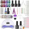 GV294 THR3E STROKES Moonstone Nail Extension Kit - 6 Gel Polishes (7.5ml) | 48V UV Nail Lamp | 500 Stiletto Nail Tips & Rhinestones | Professional Nail Art Tools | Base & Top Coat | DIY & Salon Use (MOONSTONE KIT) (CLUSTER X)