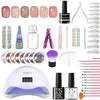 GV297 THR3E STROKES Moonstone Nail Extension Kit - 6 Gel Polishes (7.5ml) | 48V UV Nail Lamp | 500 Stiletto Nail Tips & Rhinestones | Professional Nail Art Tools | Base & Top Coat | DIY & Salon Use (MOONSTONE KIT) (LUXE)