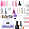 GV298 THR3E STROKES Moonstone Nail Extension Kit - 6 Gel Polishes (7.5ml) | 48V UV Nail Lamp | 500 Stiletto Nail Tips & Rhinestones | Professional Nail Art Tools | Base & Top Coat | DIY & Salon Use (MOONSTONE KIT)(GULABI PINK )