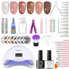 GV299 THR3E STROKES Moonstone Nail Extension Kit - 6 Gel Polishes (7.5ml) | 48V UV Nail Lamp | 500 Stiletto Nail Tips & Rhinestones | Professional Nail Art Tools | Base & Top Coat | DIY & Salon Use (MOONSTONE KIT) (NEXUS)