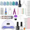 GV300 THR3E STROKES Moonstone Nail Extension Kit - 6 Gel Polishes (7.5ml) | 48V UV Nail Lamp | 500 Stiletto Nail Tips & Rhinestones | Professional Nail Art Tools | Base & Top Coat | DIY & Salon Use (MOONSTONE KIT) (SEA)