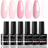 GV306 THR3E STROKES Gel Nail Polish, Nude Pink 6 Colors Gel Nail Polish Set Neutral Glitter Nail Polish Gel Classic Nude Sheer Pink Gel Polish LED Nail Art Manicure Soak Off DIY Salon Gifts for Women Girls (FAIRY LOVE 89, 15ml)