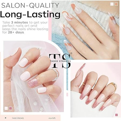 GV306 THR3E STROKES Gel Nail Polish, Nude Pink 6 Colors Gel Nail Polish Set Neutral Glitter Nail Polish Gel Classic Nude Sheer Pink Gel Polish LED Nail Art Manicure Soak Off DIY Salon Gifts for Women Girls (FAIRY LOVE 89, 15ml)
