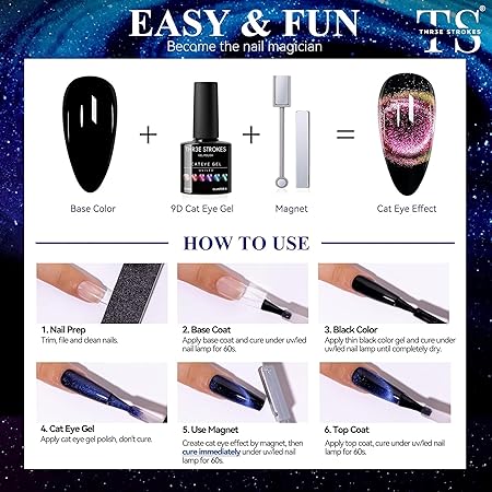 GV310 THR3E STROKES Gel Nail Polish Set - 6 Colors Gel Polish Glitter Gel Polish Sparkle Nail Polish Gel Manicure DIY Salon Nail Art Gifts (COMET 69, 7.5ML)