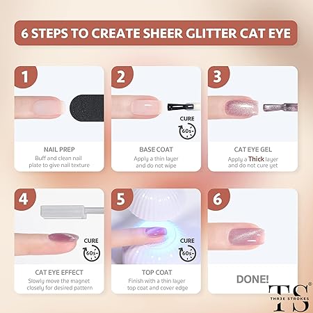 GV311 THR3E STROKES Gel Nail Polish Set - 6 Colors Gel Polish Glitter Gel Polish Sparkle Nail Polish Gel Manicure DIY Salon Nail Art Gifts (MILKYWAY76, 7.5ML)