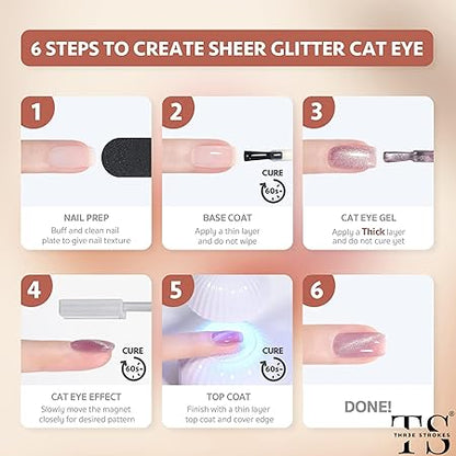 GV311 THR3E STROKES Gel Nail Polish Set - 6 Colors Gel Polish Glitter Gel Polish Sparkle Nail Polish Gel Manicure DIY Salon Nail Art Gifts (MILKYWAY76, 7.5ML)