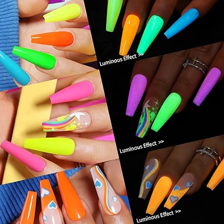 GV312 THR3E STROKES Gel Nail Polish Set - 6 Colors Gel Polish Glitter Gel Polish Sparkle Nail Polish Gel Manicure DIY Salon Nail Art Gifts (NEONGD 76, 7.5ML)