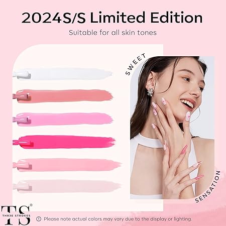 GV315 THR3E STROKES Gel Nail Polish Set - 6 Colors Gel Polish Glitter Gel Polish Sparkle Nail Polish Gel Manicure DIY Salon Nail Art Gifts (GULABI PINK (GP233), 7.5ML)