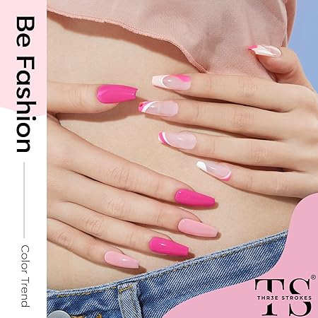 GV315 THR3E STROKES Gel Nail Polish Set - 6 Colors Gel Polish Glitter Gel Polish Sparkle Nail Polish Gel Manicure DIY Salon Nail Art Gifts (GULABI PINK (GP233), 7.5ML)