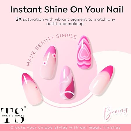 GV315 THR3E STROKES Gel Nail Polish Set - 6 Colors Gel Polish Glitter Gel Polish Sparkle Nail Polish Gel Manicure DIY Salon Nail Art Gifts (GULABI PINK (GP233), 7.5ML)