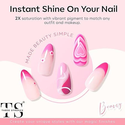 GV315 THR3E STROKES Gel Nail Polish Set - 6 Colors Gel Polish Glitter Gel Polish Sparkle Nail Polish Gel Manicure DIY Salon Nail Art Gifts (GULABI PINK (GP233), 7.5ML)