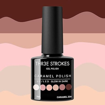 GV316 THR3E STROKES Gel Nail Polish Set - 6 Colors Gel Polish Glitter Gel Polish Sparkle Nail Polish Gel Manicure DIY Salon Nail Art Gifts (CARAMEL 234, 7.5ML)