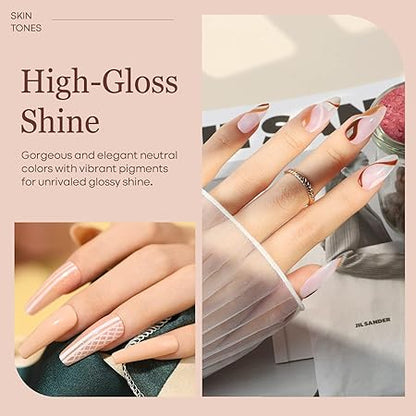 GV316 THR3E STROKES Gel Nail Polish Set - 6 Colors Gel Polish Glitter Gel Polish Sparkle Nail Polish Gel Manicure DIY Salon Nail Art Gifts (CARAMEL 234, 7.5ML)