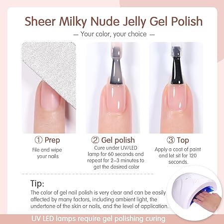 GV317 THR3E STROKES Gel Nail Polish Set - 6 Colors Gel Polish Glitter Gel Polish Sparkle Nail Polish Gel Manicure DIY Salon Nail Art Gifts (NUDE 234, 7.5ML)