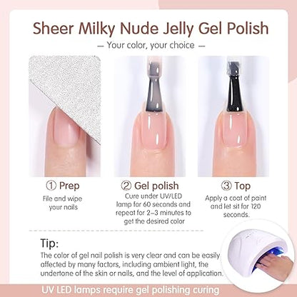 GV317 THR3E STROKES Gel Nail Polish Set - 6 Colors Gel Polish Glitter Gel Polish Sparkle Nail Polish Gel Manicure DIY Salon Nail Art Gifts (NUDE 234, 7.5ML)
