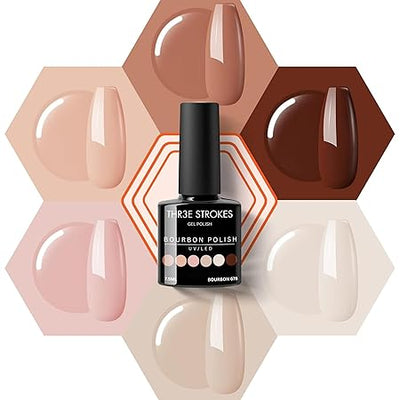 GV318 THR3E STROKES Gel Nail Polish Set - 6 Colors Gel Polish Glitter Gel Polish Sparkle Nail Polish Gel Manicure DIY Salon Nail Art Gifts (BOURBON 678, 7.5ML)