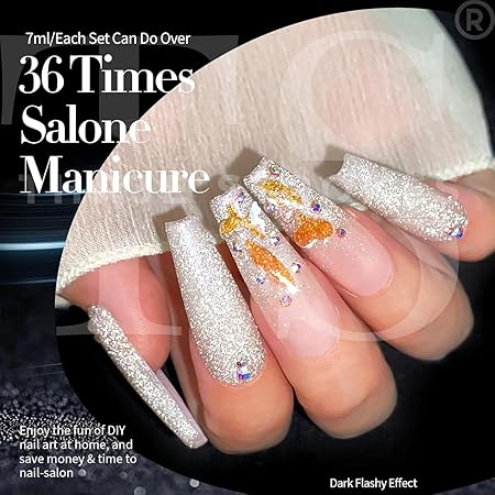 GV321 THR3E STROKES Gel Nail Polish Set - 6 Colors Gel Polish Glitter Gel Polish Sparkle Nail Polish Gel Manicure DIY Salon Nail Art Gifts (DISCOPAL, 7.5ML)