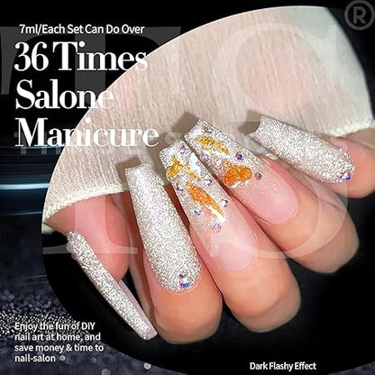 GV321 THR3E STROKES Gel Nail Polish Set - 6 Colors Gel Polish Glitter Gel Polish Sparkle Nail Polish Gel Manicure DIY Salon Nail Art Gifts (DISCOPAL, 7.5ML)