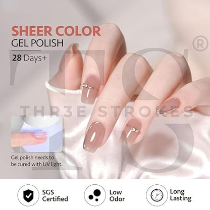 GV322 THR3E STROKES Gel Nail Polish Set - 6 Colors Gel Polish Glitter Gel Polish Sparkle Nail Polish Gel Manicure DIY Salon Nail Art Gifts (LUXE, 7.5ML)