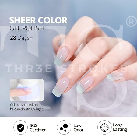 GV327 THR3E STROKES Gel Nail Polish Set - 6 Colors Gel Polish Glitter Gel Polish Sparkle Nail Polish Gel Manicure DIY Salon Nail Art Gifts (SEA, 7.5ML)
