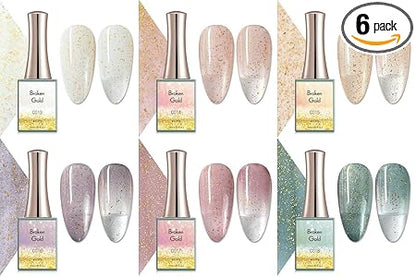 GV328 THR3E STROKES SET OF 6. CANNI 16ml Broken Gold Series Nail Gel Polish: C013-C018