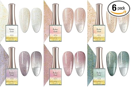 GV328 THR3E STROKES SET OF 6. CANNI 16ml Broken Gold Series Nail Gel Polish: C013-C018