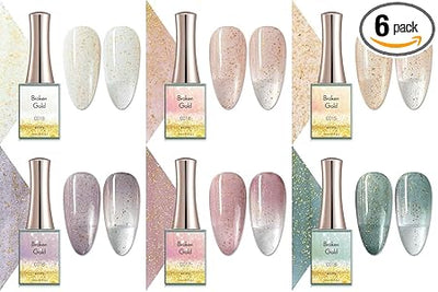 GV328 THR3E STROKES SET OF 6. CANNI 16ml Broken Gold Series Nail Gel Polish: C013-C018