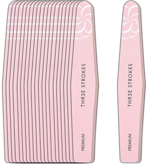 GV329 THR3E STROKES 20Pcs Nail Buffers 100/180 Sanding Blocks Sponge Buffing File for Acrylic Natural Gel Nails, Pink