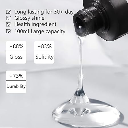 GV330 THR3E STROKES 2 Pcs 100ml No Wipe Gel Top Coat and Base Coat Set - Glossy Finish, Long Lasting, LED Nail Lamp Compatible, Nail Art Design Manicure Gifts for Women
