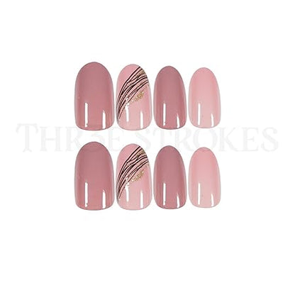 GV332 THR3E STROKES Press-On Nails, FakeNails Manicure set Salon look Nails Includes 24Nails, 1sheet gluetabs,1 Alcohol wipe,1 Manicure Stick, 1 Mini file PN-38
