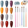 GV333 THR3E STROKES 12 Colors Painting Gel, Gel Nail Polish Kit with 6 Painting Drawing Nail Brush Pen, Soak Off UV LED Gel Polish Set, Gel Paint for Nail Art Drawing Gel Nail(NEED UV MACHINE) 5ML (NINJA 69-80 + 6 PCS NAIL BRUSH, 5ML + 6PCS BRUSH)