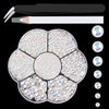 GV336 THR3E STROKES Nail Art Flat Back Half Round Pearl Kits 5, 1 Box of 2400 Pcs Flat-Back White AB Pearl with Tweezer and Picker Pencil for Home DIY Nails Body Face Craft and Salon Use (D59)