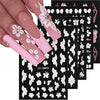 GV338 THR3E STROKES 5D Embossed White Flowers Nail Stickers, 5 Sheets Self-Adhesive Floral Decals, Spring Art, Rose Butterfly for Nails, 3D Acrylic Flowers (D15)