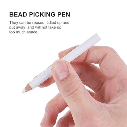 GV341 THR3E STROKES 10Pcs White Rhinestone Picker Dotting Pencil For Picking Up Stones And Nail Things Nail Art Decoration Tools Rhinestones Pickup Wax Pen