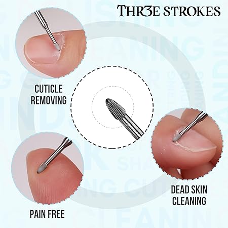 GV343 THR3E STROKES Nail Drill Bits:3/32" Safety Tungsten Carbide Cuticle Remover Drill Bit Professional Under Nail Cleaner Dead Skin Nail Prepare for Electric Nail File Machine,Manicure Nail Salon Supply (ND1)