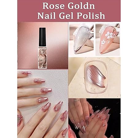 GV345 THR3E STROKES Metallic Gel Nail Polish - 3D Gold Silver Art Painting Liner for Home Salon Design (Need UV Light) (Set of 3)