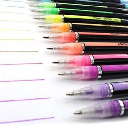 GV348 THR3E STROKES SK Glitter, Metallic, Neon Gel Pens Set (Pack of 24)